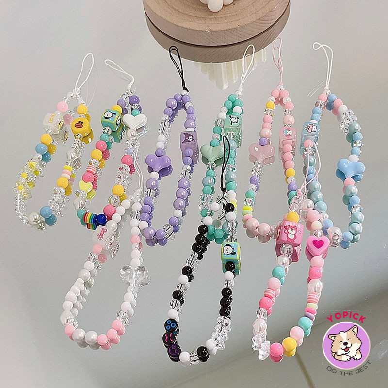 สีสันรักการ์ตูนเป็ดลูกปัดลูกปัดโซ่คอลเลกชันขนาดใหญ่สร้อยข้อมือกรณีมือถือจี้ LT