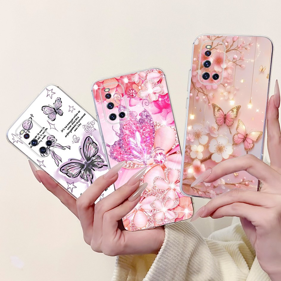 นุ่มสําหรับ Vivo V19 ฝาครอบ V19 Neo ปลอกแฟชั่นผีเสื้อดอกไม้ Clear TPU ฝาหลังสําหรับ VivoV19 V 19 V19