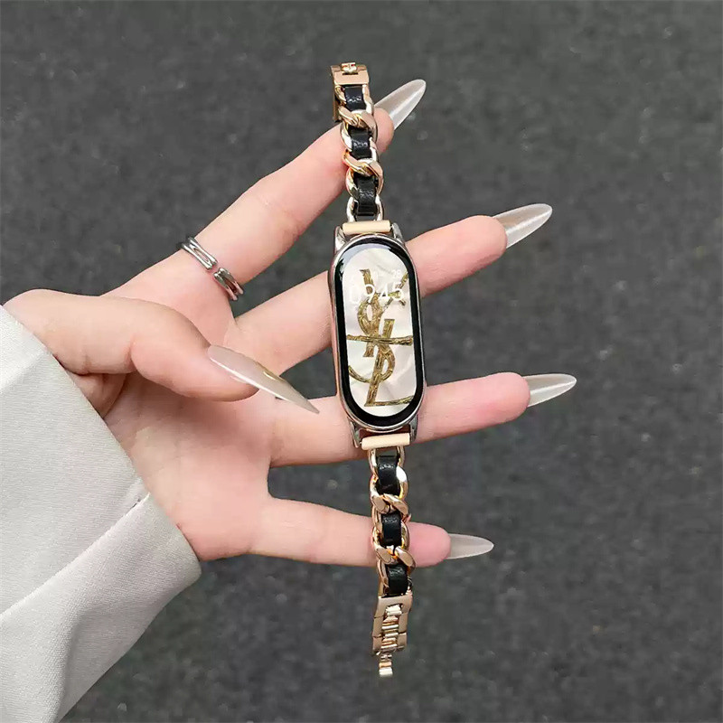 สายนาฬิกาผู้หญิงสร้อยข้อมือหรูหราสําหรับ Xiaomi Mi Band 9 8 NFC Redmi Watch 5 4 Active/Lite สร้อยข้อมือสายนาฬิกาอัจฉริยะนาฬิกาข้อมือสําหรับ Mi Band