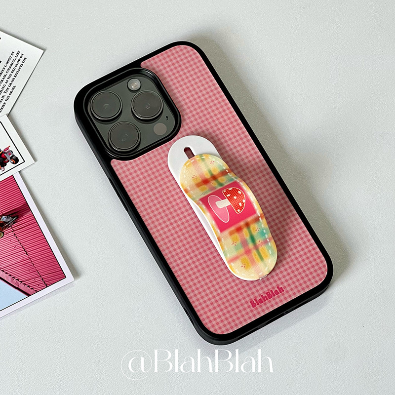 ต้นฉบับสร้างสรรค์สามารถติดลายสก๊อตสีชมพู แอปเปิล 16โปรแม็กซ์ เคสโทรศัพท์ ไอโฟน15 ขอบสีดํา 14 อะคริลิค ไอโฟน17โปรแม็กซ์ กันกระแทกกรณีป้อง - รูปที่ 2