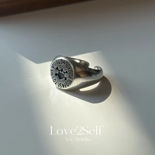 Love2Self MZ3-22 Super Cool แหวนแฟชั่นผู้ชายเงินสีดําแหวนหล่อผู้ชายอุปกรณ์เสริม Vintage ปรับแหวน