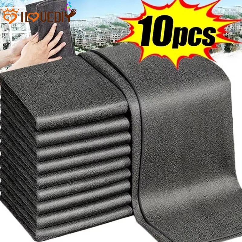 [HGB]ผ้าวิเศษไร้ริ้ว 10 ชิ้น - น้ํายาเช็ดกระจกไฟเบอร์ Superfine สําหรับเงาทันที, เครื่องมือทําความสะอาดรถยนต์/บ้าน/กระจก
