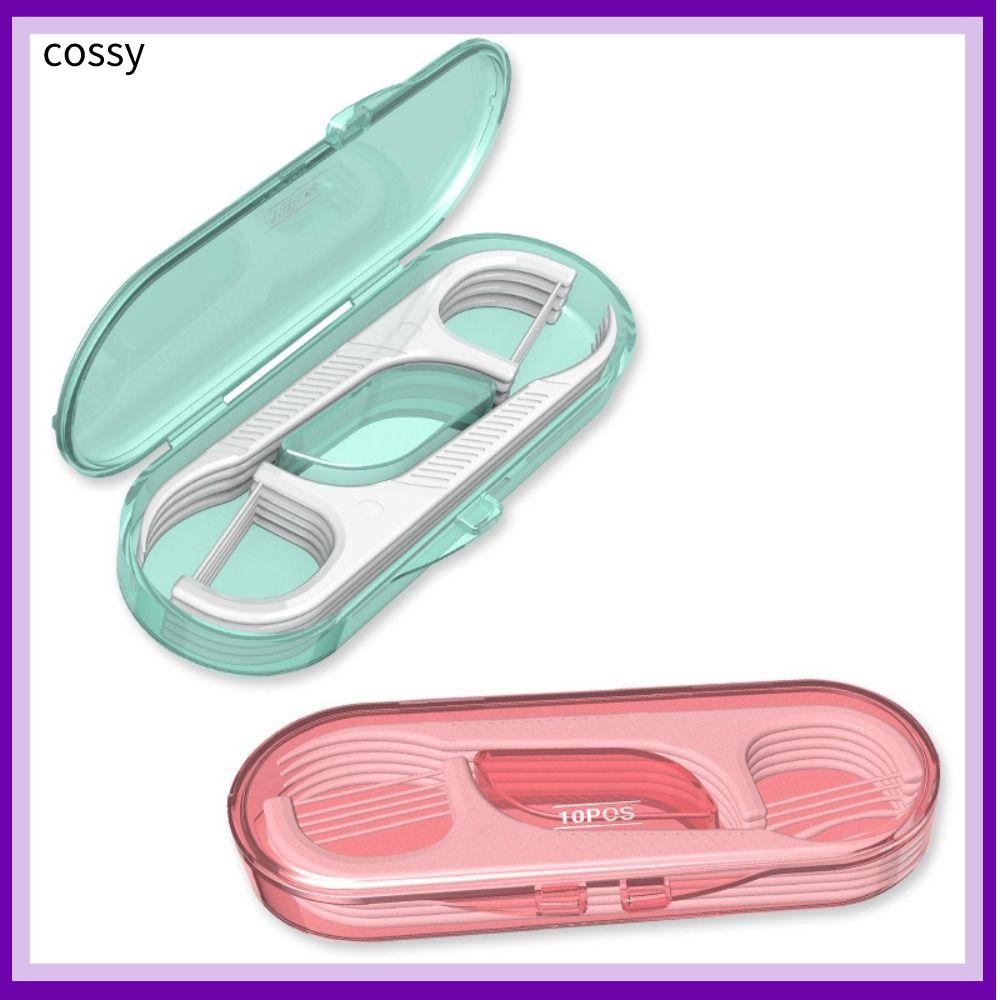 คอสซี่ 10ชิ้น/กล่องไหมขัดฟันไม้จิ้มฟันชุด,พร้อมการจัดเก็บแบบพกพาไหมขัดฟัน,พลาสติกฟัน ไหมขัดฟัน ทําความสะอาดนํามาใช้ใหม่ ฟันปลอม แปรงเดินท