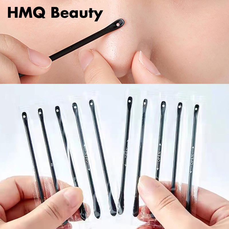 50pcs Double Headed Cotton Swabs หลายฟังก์ชั่นสําหรับกําจัดสิว Blackhead บีบ Earwax ทําความสะอาดแต่งหน้ากําจัดทําความสะอาดผิวหน้าแต่งหน้าเครื่องมือ