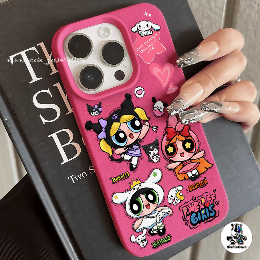 คสหนัง For iPhone 16 Pro Max iPhone 11 เคสนิ่ม TPU สีลูกกวาด นางฟ้าน่ารัก For iPhone15 14 13 12 Pro max XS XR 7 8 Plus