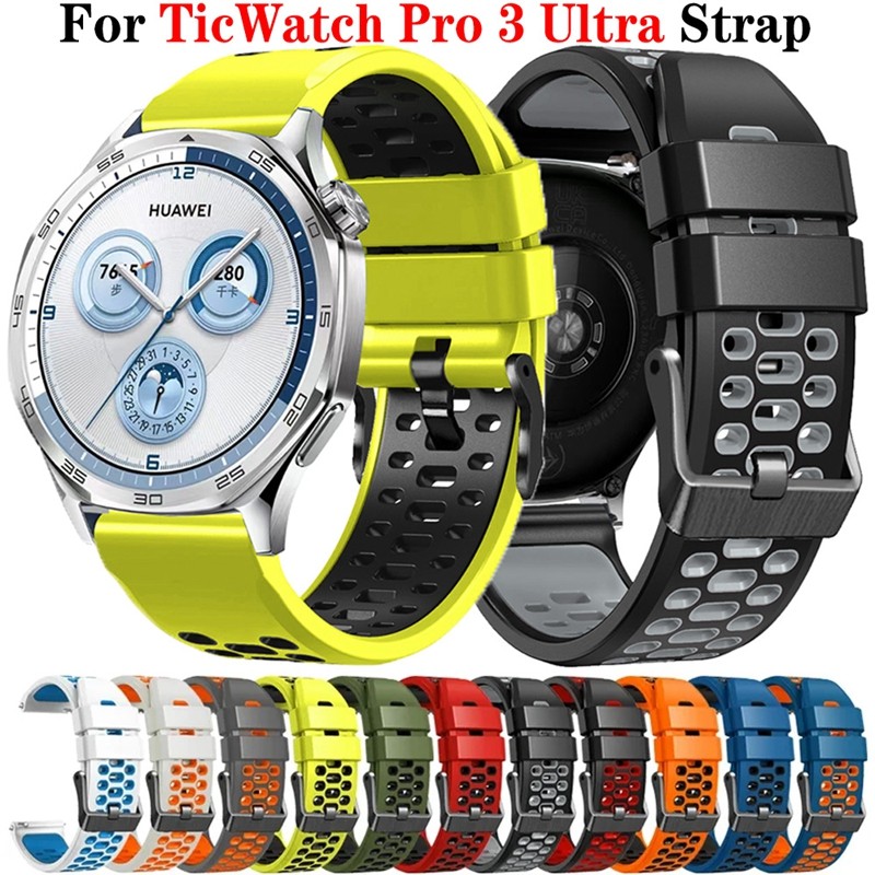 22มิลลิเมตรซิลิโคนวงสำหรับ Ticwatch Pro 3อัลตร้า E2 S2 Pro x gtw GTH GTX 2021 2020 PRO3กีฬาสายนาฬิกา