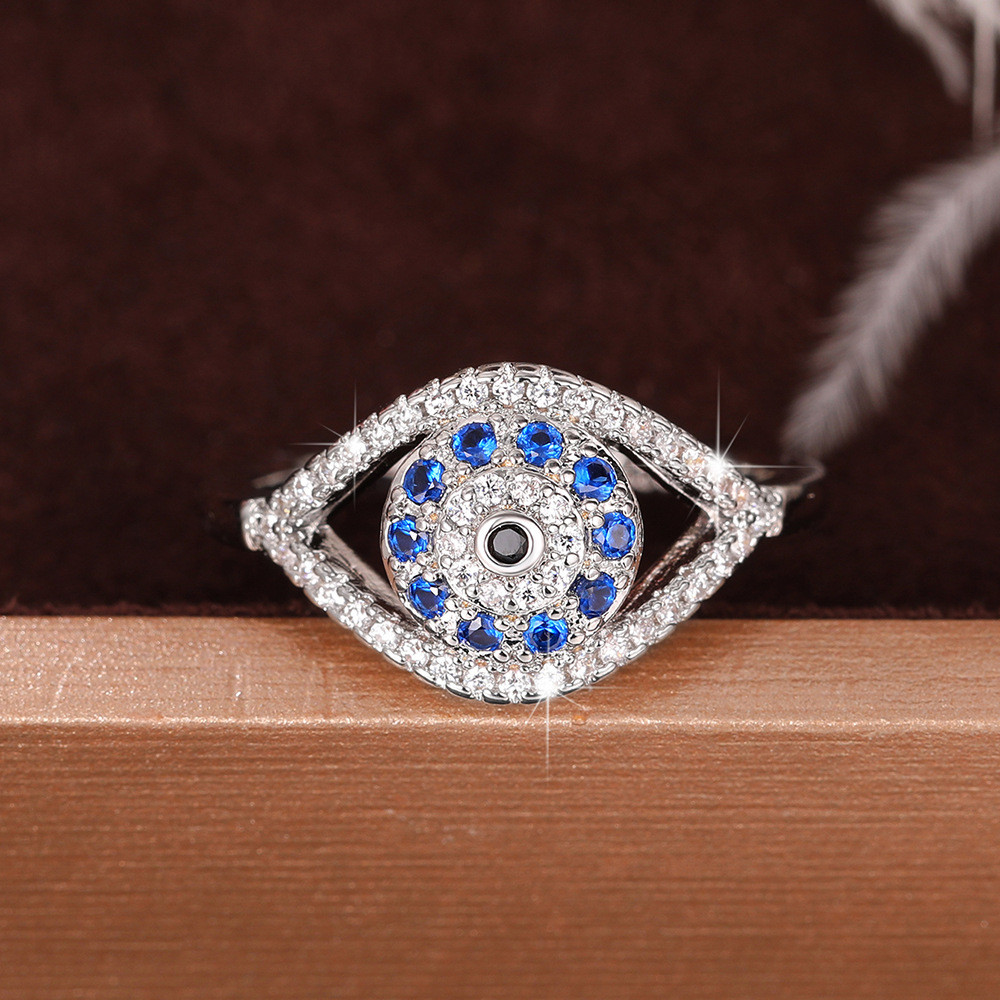 แหวนเซอร์โคเนียสีน้ําเงินเข้มสําหรับผู้หญิงตาชั่วร้ายสไตล์คลาสสิกปาร์ตี้เครื่องประดับของขวัญวันครบรอบ - รูปที่ 6