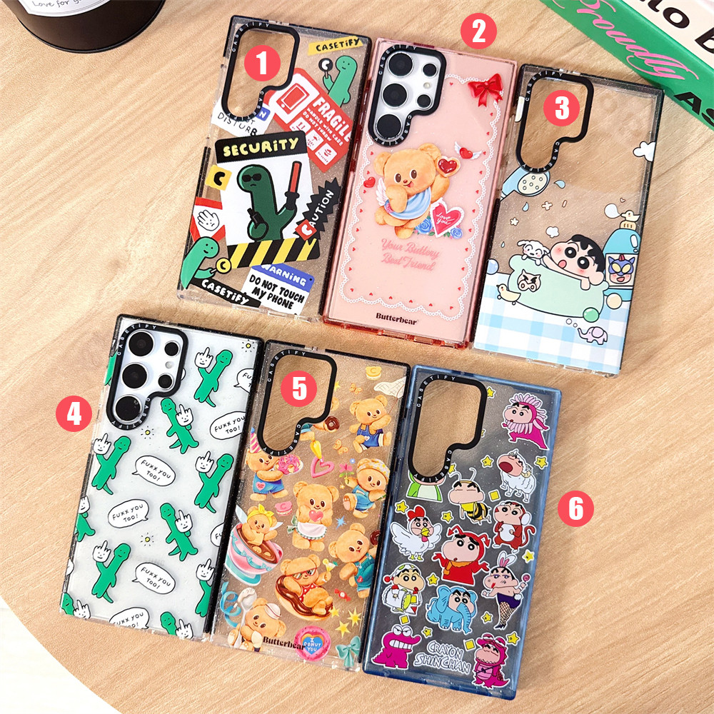 Butter Bear ไดโนเสาร์สีเขียวสําหรับ SamsungS25Ultra S24 S23 Plus S22 Ultra 5G ใหม่รวมทุกอย่างป้องกันความคิดสร้างสรรค์ปลอกสําหรับ Samsung Galaxy Anti-collision Cover