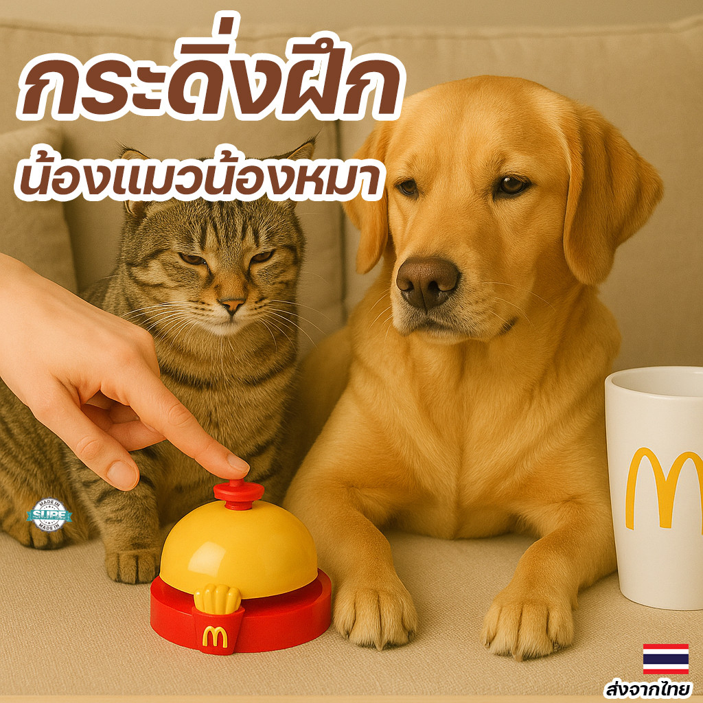 กระดิ่งฝึกสัตว์เลี้ยง กริ่งฝึกแมวฝึกหมา ฝึกเรียกเจ้าของ เสียงใส ใช้ได้จริง พัฒนาสมองน้อง