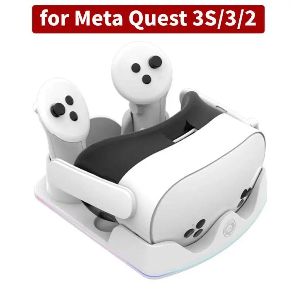 Fast Charging Station สําหรับ Meta Quest 3S VR แท่นชาร์จชุดหูฟังขาตั้งจอแสดงผลและ Controller Mount สําหรับ Meta Quest 3S/Quest 3/Quest 2