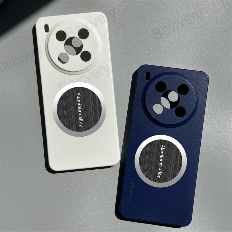 สําหรับ ZTE Nubia V70 Max Blade V70Max สี Soft TPU Silicon Anti-Drop ฝาครอบโลหะแม่เหล็ก Attraction สติกเกอร์