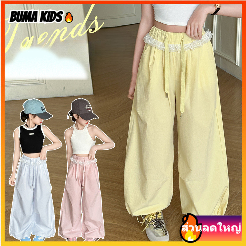 BUMA KIDS🔥กางเกงเด็ก 2025 เกาหลี ระบายอากาศ หลวม soft เด็กผู้หญิง กางเกง