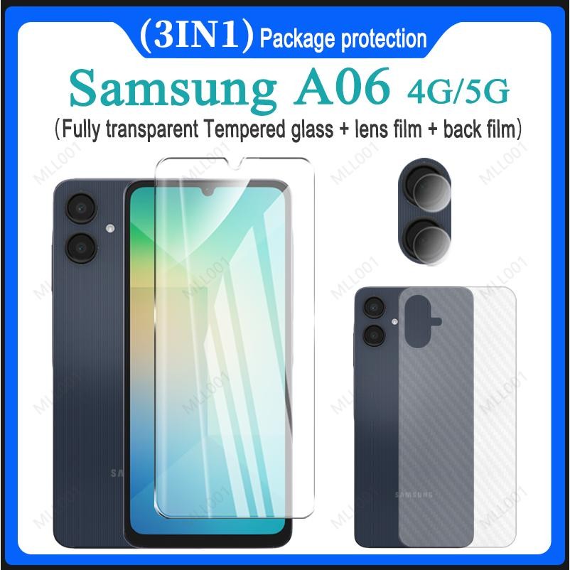 3IN1 สําหรับ Samsung A06 กระจกนิรภัย A05S โปร่งใส 3D arc edge ป้องกันหน้าจอ A05S A05 A14 A04e Samsun