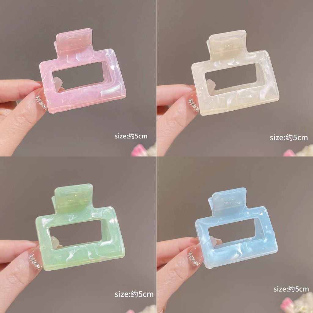 กิ๊บติดผมทรงสี่เหลี่ยมลายหินอ่อนคลิปฉลามเครื่องประดับผมผู้หญิง