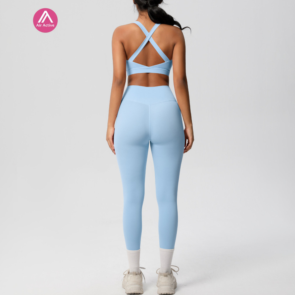 Airactive Leisure Yoga Sports Set High Support Cross Back Sports Bra และกางเกงกีฬาเอวสูง