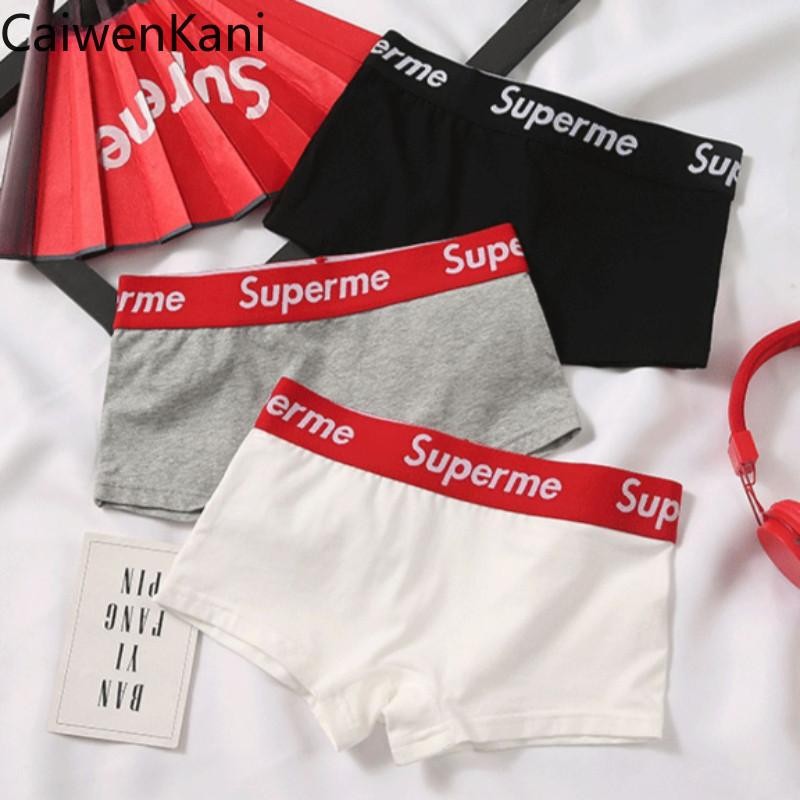 กางเกงชั้นในบ็อกเซอร์ผู้หญิง แบบระบายอากาศดีจากผ้าฝ้ายแท้ สีทึบ มาในแพ็ค 3 ตัว