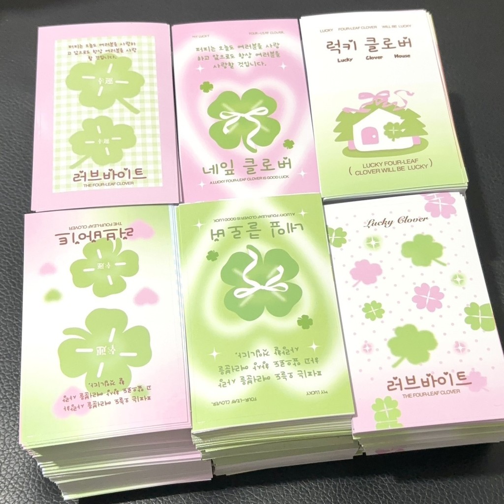 [Koo Ka] สไตล์เกาหลี ins Four-leaf Clover Theme Cultural Creative สติกเกอร์คู่มือวัสดุปิดผนึกสติกเกอร์บรรจุสติกเกอร์ฟิล์มสดใส