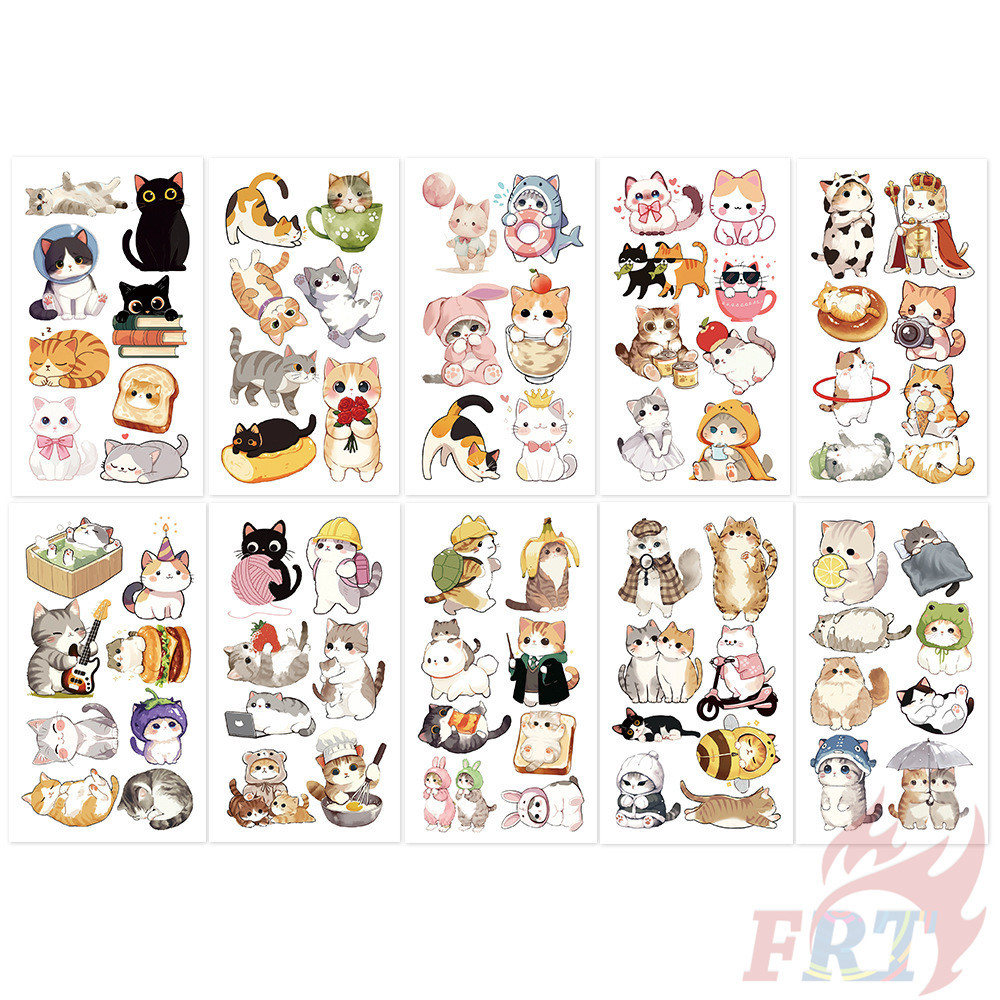 10แผ่น/ชุด ❤ สติ๊กเกอร์รอยสักชั่วคราวแมวการ์ตูนน่ารัก ❤ รอยสักกันน้ําสําหรับแขนเซ็กซี่กระดูกไหปลาร้าร่างกายศิลปะมือเท้า - รูปที่ 2