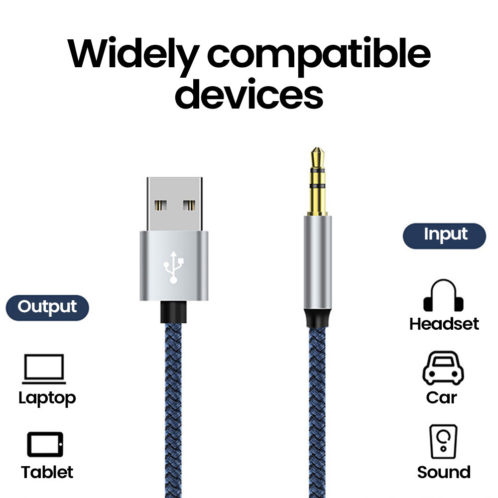 Usb ถึง 3.5 มม.สายสัญญาณเสียงชาย USB A ถึง 3.5 แจ็ค AUX อะแดปเตอร์สายหูฟังเดสก์ท็อป PC TV รถสเตอริโอเสริม Audio Line
