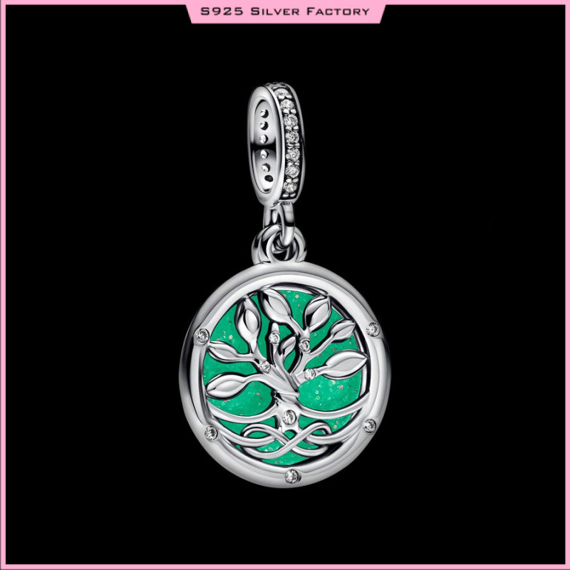 Moon Dangle Charm Lucky Star & Heart Charm Stranger Things Glow-in-the-dark Heart Charm 100% 925 สร้อยข้อมือเงินลูกปัดเหมาะสําหรับสร้อยข้อมืองูคริสต์มาสของขวัญของขวัญวันเกิด