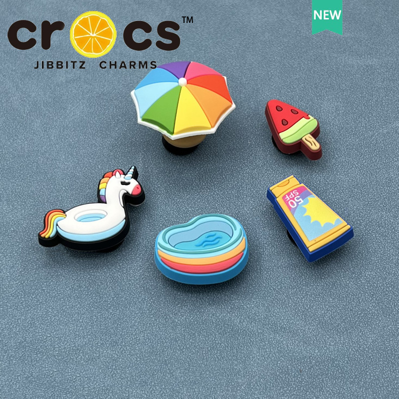 jibbitz crocs รองเท้าหัวเข็มขัดหลุม อุปกรณ์เสริมสามมิติ อาทิตย์ ร่ม สระว่ายน้ำ ว่ายน้ำ แหวน สำหรับรองเท้าแฟชั่น จิ๊บบิท ตัวติดรองเท้า crocs