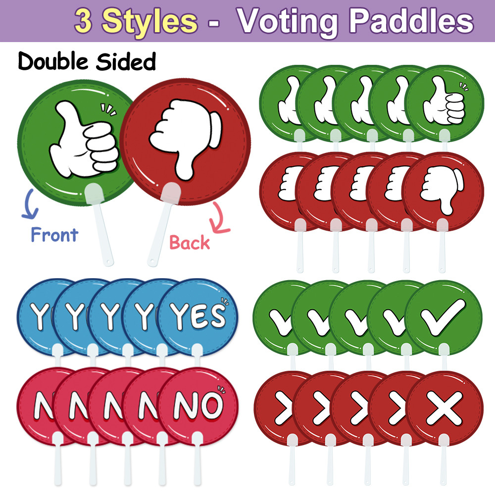 ใช่ & No / Correct & Wrong / Thumbs Up & Thumbs Down การศึกษาป้ายมือถือ Paddle กิจกรรมการแข่งขันคะแนนบอร์ด Paddles ห้องเรียนเกม