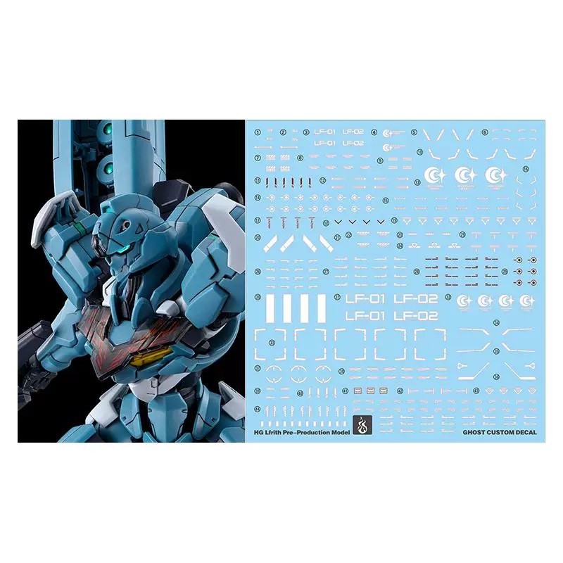 Yan GHOST PB HG 1/144 Lfrith ผลิตล่วงหน้า Water Slide Decal Fluo Type