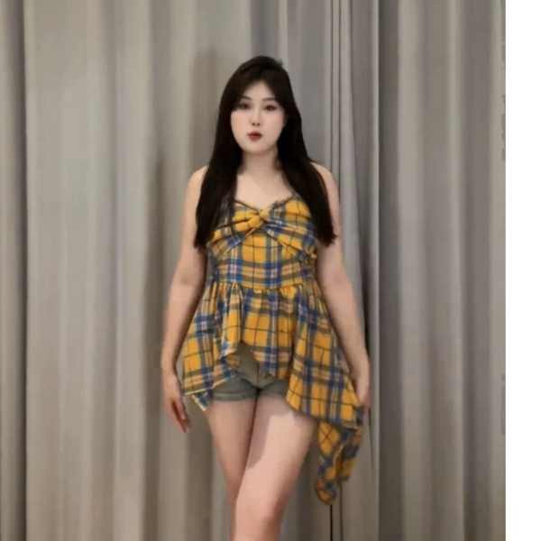 เกาะอกสีขาว ชุดเกาะอก เสื้อกล้ามสำหรับสาวอเมริกันสำหรับสาวอวบ300ไซส์ไซส์ใหญ่พิเศษเสื้อเก็บเอวลายสก๊อตสีตัดกันไม่สม่ำเสมอสำหรับฤดูร้อนสำหรับสาวอวบ