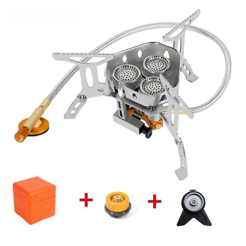 3 หัวเตาแก๊ส Tourist Camping Burners พับ Backpacking เตา 5800W เดินป่ากลางแจ้งปิคนิค BBQ อุปกรณ์ทําอาหาร