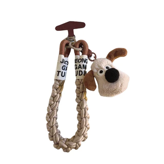 Creative ins Master Dog Head Doll Pendant Phone Case Lanyard Twist Rope สายรัดข้อมือสั้นพวงกุญแจแขวนโซ่