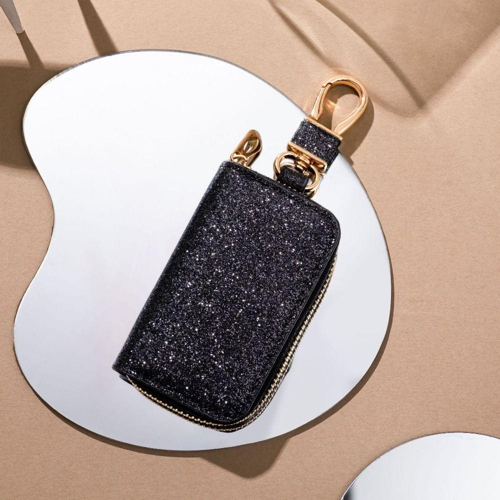 Keepin Bling Small Purse, Simple Solid Color Starry Shiny Coin Bag, Fashion Zipper Luxury Hanging Key Case Bag พวงกุญแจ