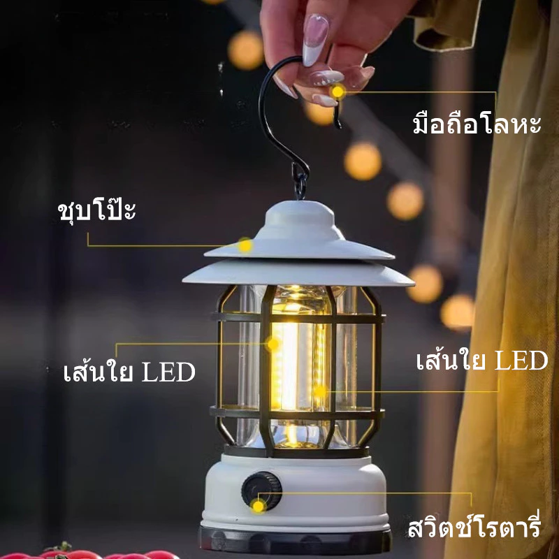 เสาไฟแคมป์ปิ้ง วัสดุที่แข็งแรง มีอุปกรณ์ยึดโต๊ะ พับเก็บได้ เหมาะสำหรับไฟแคมป์และตกปลาในป่า เสาเดินป่า อุปกรณ์พกพา thumbnail 8