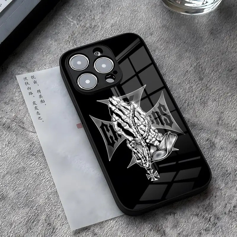BK-1 West Coast Choppers Original เคสโทรศัพท์สําหรับ iPhone 13 Pro Max 14 Plus 12 Mini 11 17,15 X XR XS 8 7 Plus SE กระจกนิรภัย