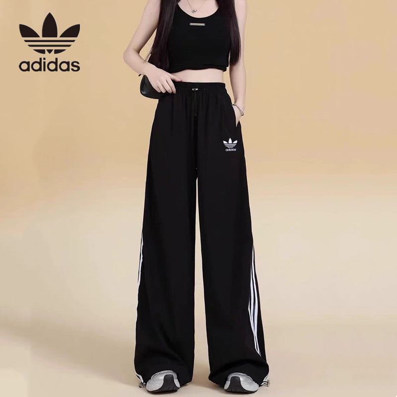 ADIDAS อาดิดาส 100% ต้นฉบับปักโลโก้สลิมมิ่งกางเกงขายาวกางเกงผู้หญิงกางเกงลําลอง