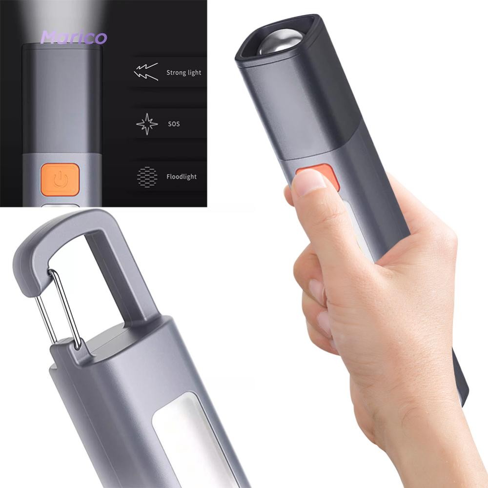 Xpe COB ไฟฉาย USB ชาร์จ Zoomable ไฟฉายทรงพลังสําหรับไฟดับไฟ [Marico.th]