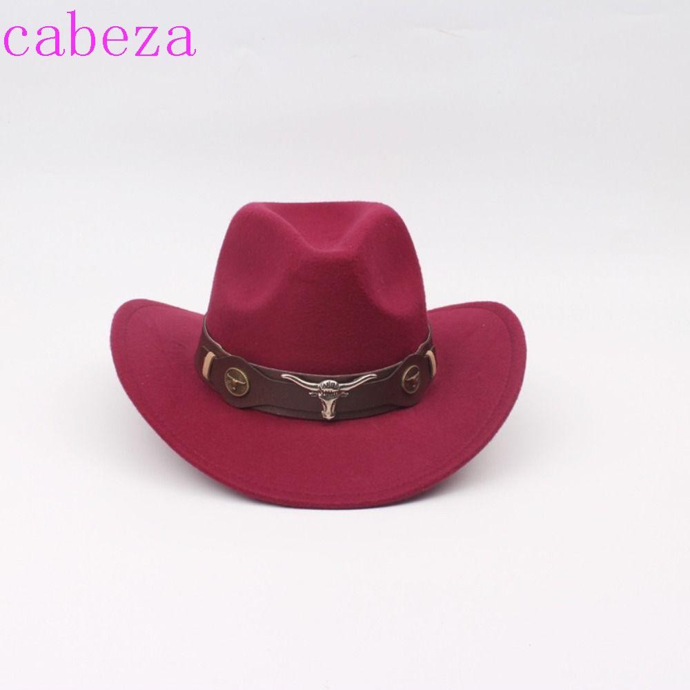 Cabeza หมวกคาวบอยตะวันตก, ผ้าขนสัตว์ปีกกว้าง Cowgirl แจ๊สหมวก, สีทึบเรียบง่าย Big-edge Party คอสเพลย์หมวกหมวกอัศวิน