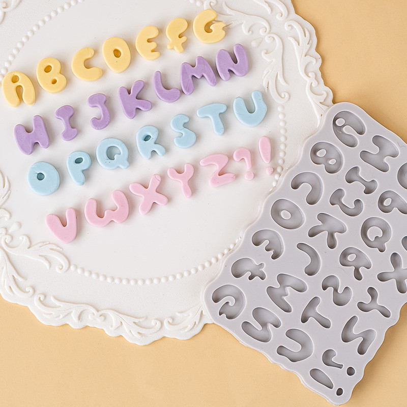 แม่พิมพ์ซิลิโคนรูปตัวอักษรภาษาอังกฤษการ์ตูนสําหรับห้องครัว DIY Fondant ช็อกโกแลตบิสกิตเค้กตกแต่งเบเกอรี่เครื่องมือ
