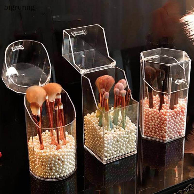 Bigrunng Pearl อะคริลิคใสเครื่องสําอางแปรงแต่งหน้าคอนเทนเนอร์กล่องเก็บ SG