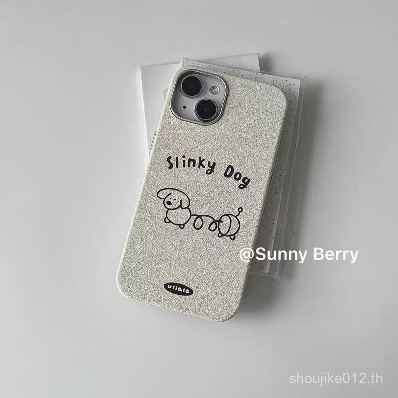 เคสโทรศัพท์ลายหนังลายสุนัขสปริงสีเงินขอบหนังลายสำหรับ iPhone, สไตล์ INS, กันกระแทก, เข้ากันได้กับ iPhone 16 PRO MAX, 15, 14, 13, 12, 7 plus, 8 PLUS, 11 Pro, 13 Pro, X, XR, XS MAX uqvw