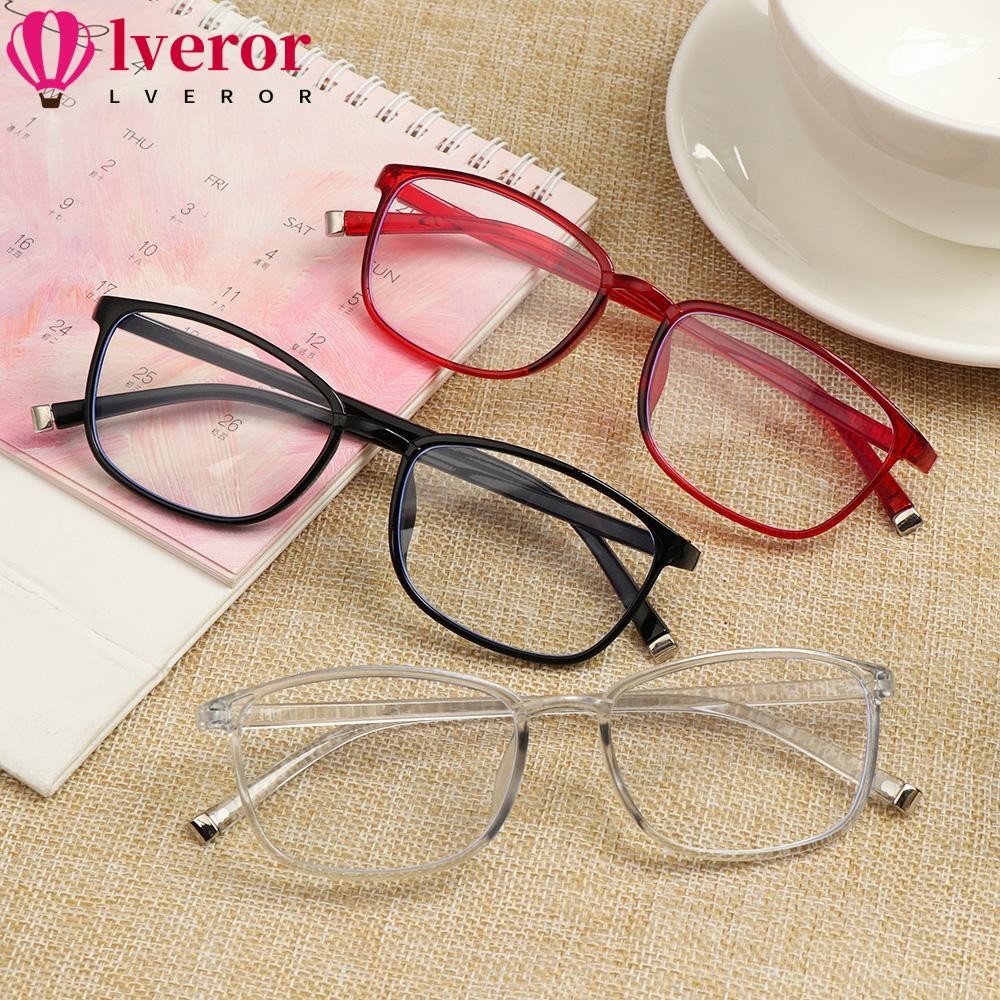 Lveror แว่นตาอ่านหนังสือความละเอียดสูง Ultralight PC กรอบ Anti Blue Rays แว่นตากระจกแบน