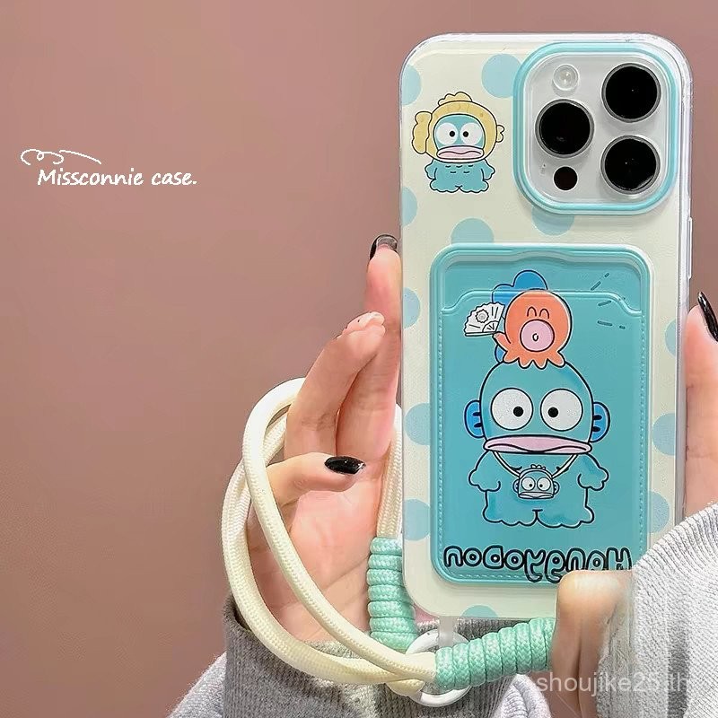 น่ารัก hangyodon ซิลิโคนโทรศัพท์ Case สำหรับ iPhone 11 7plus XR 16 12 15 13 14 PRO MAX x XS MAX 6S 8 7 6 16 15 plus SE 2020หรูหราช่องเสียบการ์ดกระเป๋าสตางค์ Soft Case