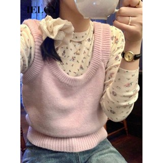 IELGY เสื้อกั๊กนุ่มหวานสไตล์ญี่ปุ่นสําหรับผู้หญิงเสื้อกั๊กถั…