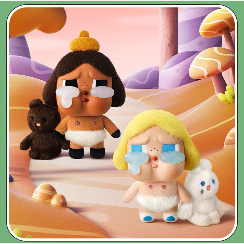 บับเบิ้ลมาร์ท crybaby น้ำตาโรงงานไวนิลหน้าตุ๊กตากล่องตาบอด popmart เด็กร้องไห้จี้แฟชั่นรอบซ่อนรุ่นเด็กแรกเกิด-สีขาวแรกเกิด-สีน้ำตาล