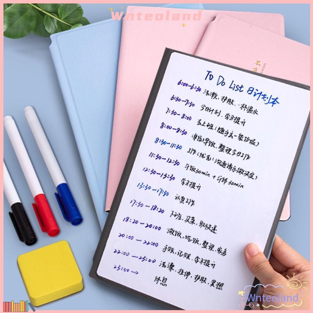 Wnteoland พร้อมปากกาไวท์บอร์ดผ้ายุค A4/A5 อุปกรณ์การเรียนสํานักงานวางแผนรายสัปดาห์แผ่นบันทึกหนังมีสไตล์