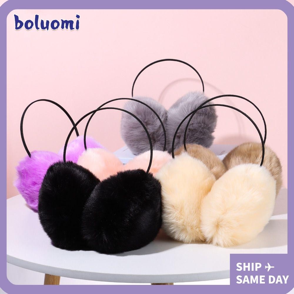 Boluoomi ที่ปิดหูกันหนาวอุ่นหญิงฤดูหนาวเย็นหูอุ่น Faux กระต่ายขนสัตว์