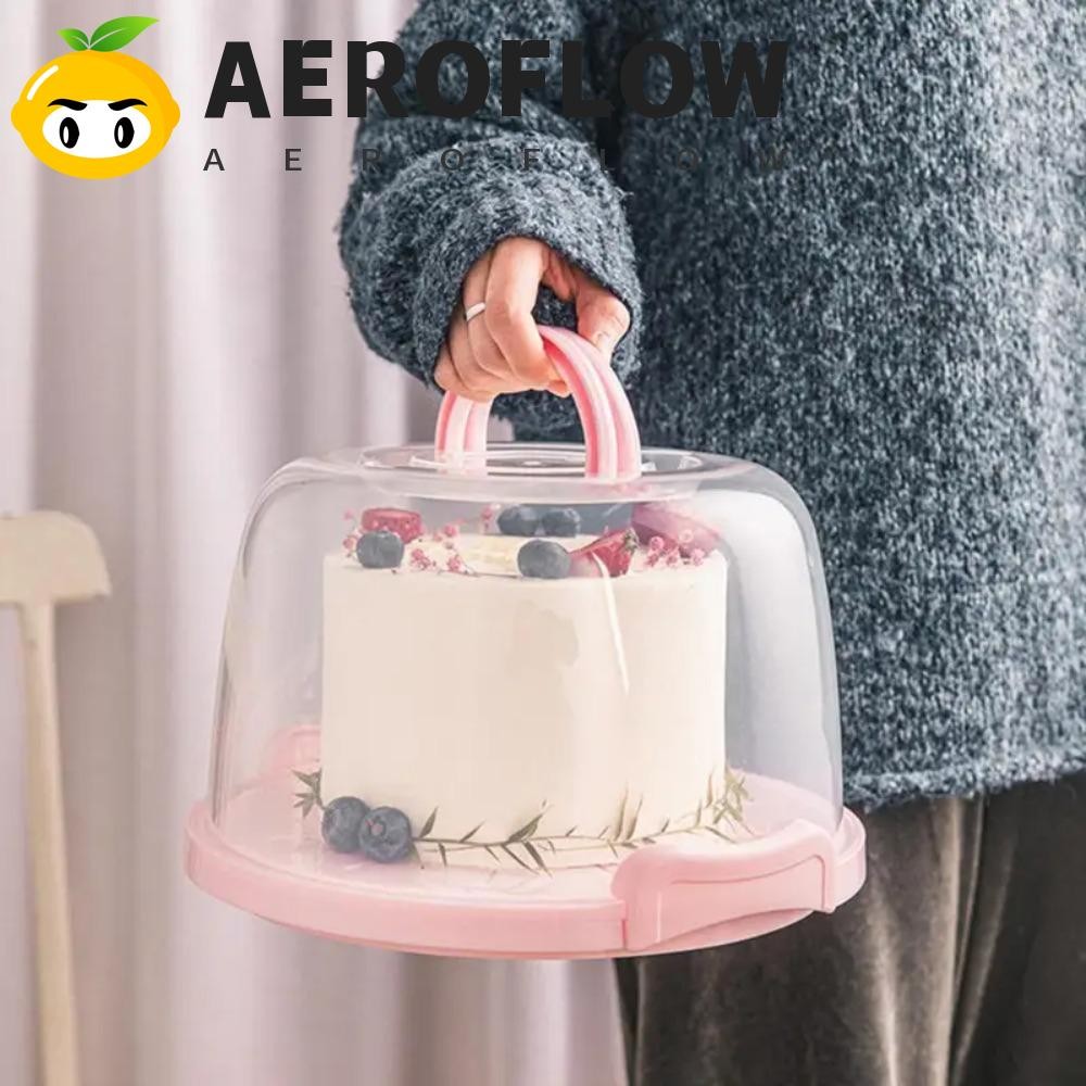 Aeroflow กล่องเค้กพลาสติกพร้อมฝาปิดเพิ่มความสูงคอนเทนเนอร์เค้กแบบพับได้เครื่องมือห้องครัวโปร่งใส 8/10 นิ้วเคสเค้กแบบใช้ซ้ําได้เค้กโฮมเมด