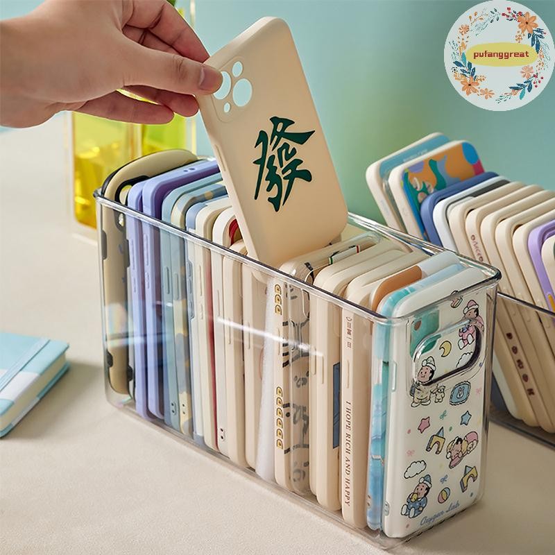 Pufanggreat Ins โปร่งใสเคสโทรศัพท์ Organizer กล่องเก็บเดสก์ท็อปอะคริลิค Sundries ตะกร้าเก็บเครื่องสําอางชั้นวางขนาดเล็ก TH