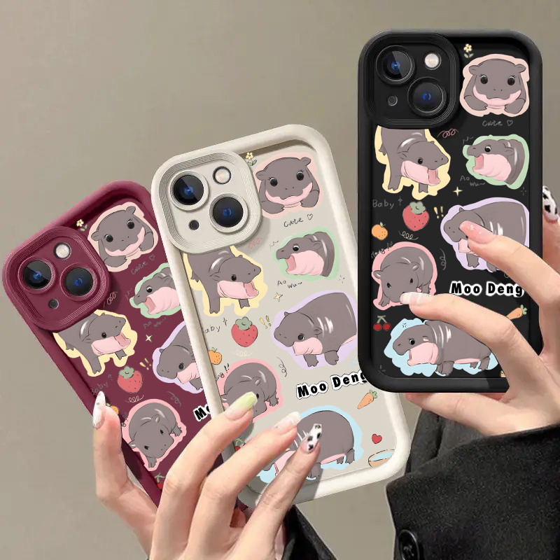 Hippo Moo Deng โทรศัพท์มือถือสําหรับ Samsung Galaxy A22 A23 A31 A51 A71 A03 A03S A21S A12 A11 A13 A30 A20 A04E A10S A20S M54 หมายเหตุ 20 Ultra ซิลิโคน Retro กันชน INS
