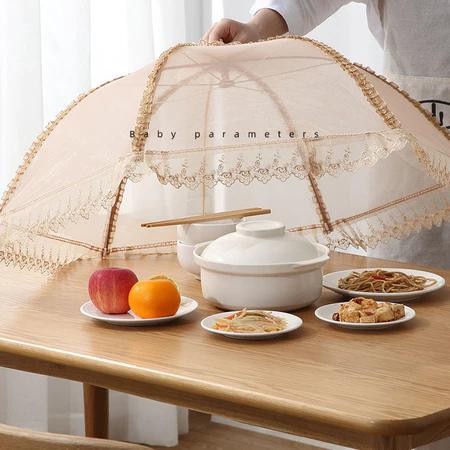 ฝาครอบอาหาร 70-80 cm ตาข่ายคลุมอาหาร ใช้ซ้ําได้ พับได้ ป้องกันฝุ่น กันแมลง - รูปที่ 3