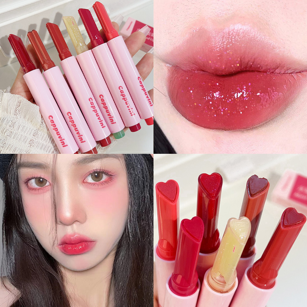 กระจกแสงน้ํารูปหัวใจ - ปากกาลิปสติก - Jelly Solid Lip Glaze - Tender Lip Balm - Plump Shining Lip Tint - Moisturizing, Long-lasting - Lip Gloss - Korean Lip Tint Makeup